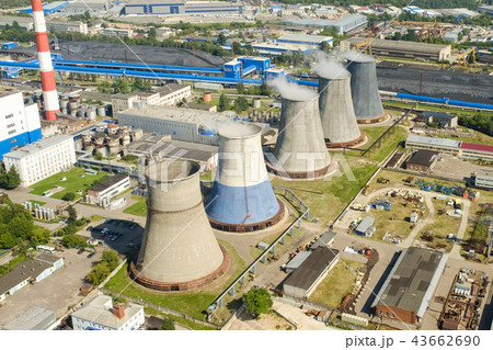 Thermal power plants in a megacity on a clear day 43662690