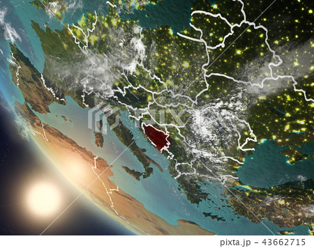 Sunset above Bosnia and Herzegovina from space 43662715
