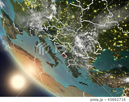 Sunset above Montenegro from space 43662716