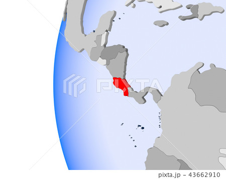 Map of Costa Rica on political globe 43662910