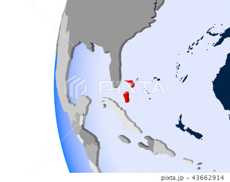 Map of Bahamas on political globe 43662914