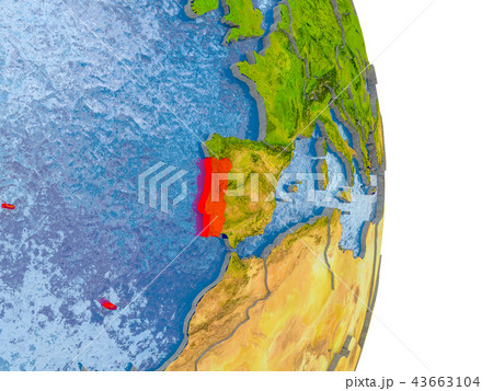 Portugal on realistic globe 43663104