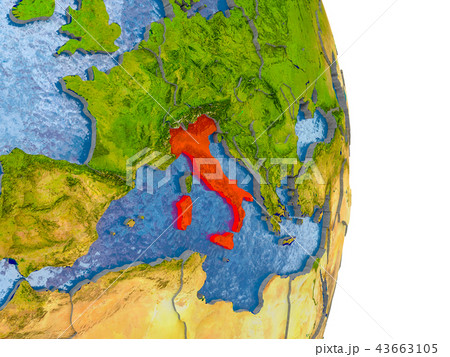 Italy on realistic globe 43663105
