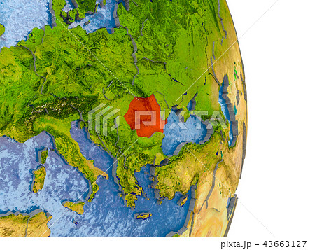 Romania on realistic globe 43663127