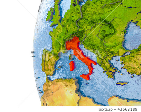 Map of Italy on model of globe Map of Italy on model of globe 43663189