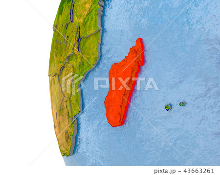 Map of Madagascar on model of globe Map of Madagascar on model of globe 43663261