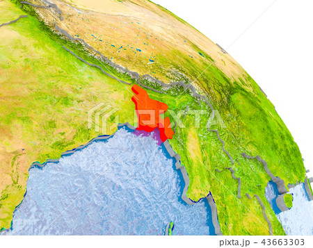 Bangladesh in red model of Earth 43663303