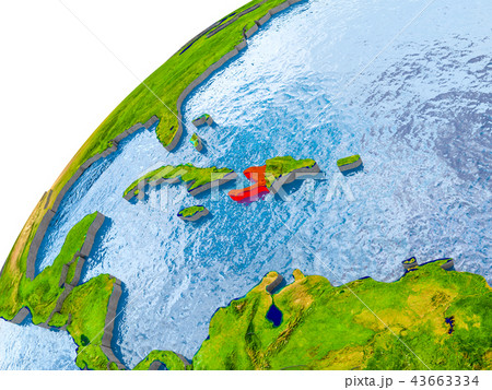 Map of Haiti in red on globe Map of Haiti in red on globe 43663334