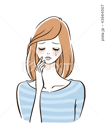 悲しそうな女性のイラスト素材