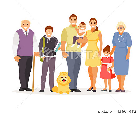 Family with dog vector 43664482