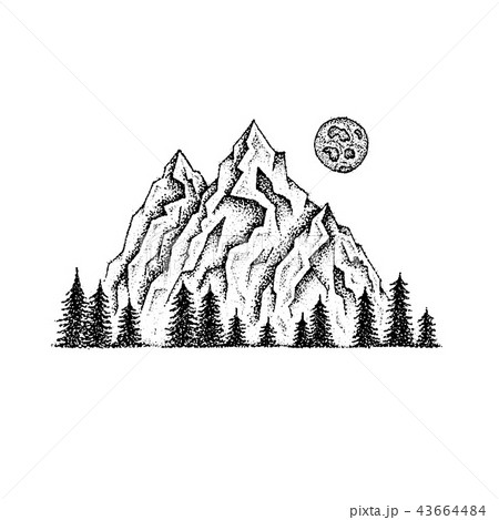 Dotwork Mountain Landscape 43664484
