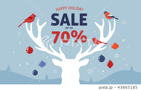 Christmas sale banner, Xmas template background with deer silhouette. Retail marketing, new Christmas sale banner, Xmas template background with deer silhouette. Retail marketing, new 43665185