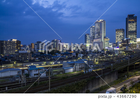 愛知県 名古屋都市風景 名古屋駅夜景 愛知県 名古屋都市風景 名古屋駅夜景 43667290