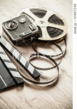 Vintage filmmakers equipment background Vintage filmmakers equipment background 43667299