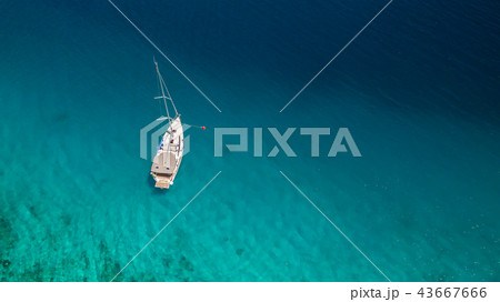 Sailing boat on open water, aerial view 43667666