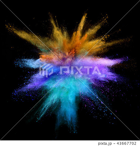 Explosion of coloured powder on black background 43667702
