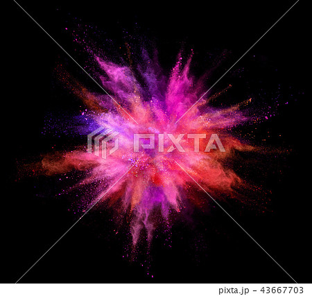 Explosion of coloured powder on black background 43667703