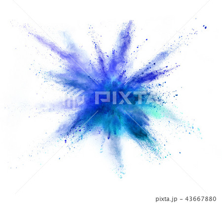 Explosion of coloured powder on white background 43667880