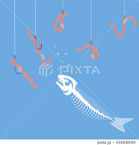 White Fish Bone and Red Worms. 43668600