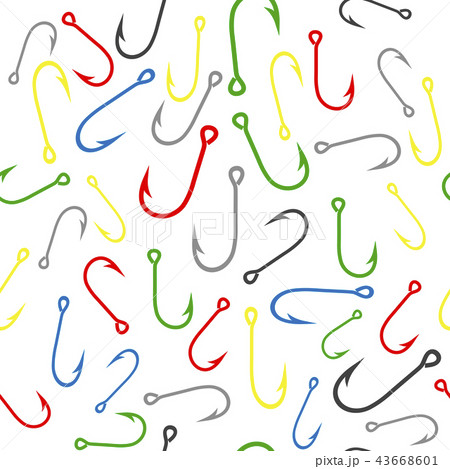 Colorful Fishing Hook Seamless Pattern 43668601