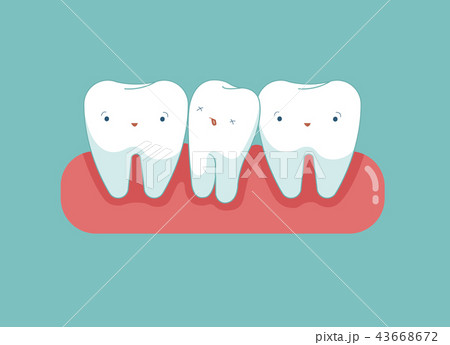 Crowding tooth, dental cartoon concept. 43668672