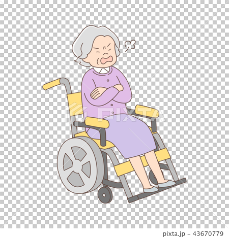 車椅子_怒る_全身_シニア女性 43670779