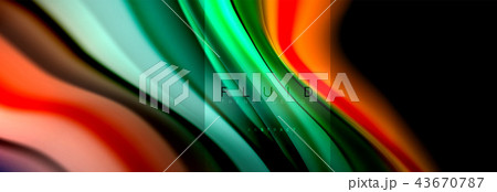 Rainbow fluid abstract shapes, liquid colors design, colorful marble or plastic wavy texture 43670787