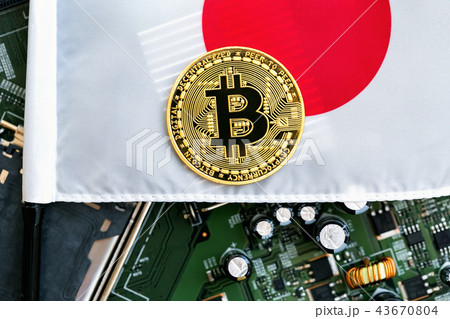 Bitcoin cryptocurrency coin with flag 43670804