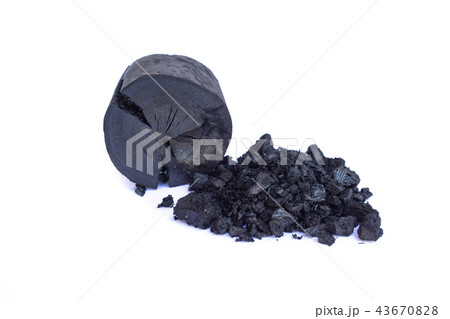 Charcoal from natural wood on white background Charcoal from natural wood on white background 43670828