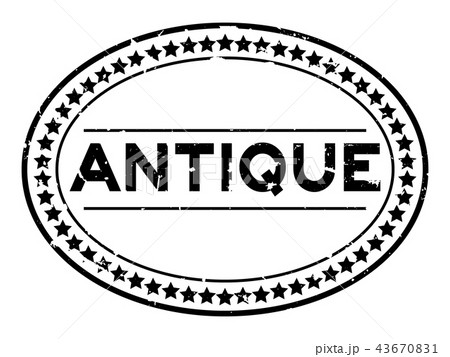 Grunge black antique word oval rubber seal stamp 43670831