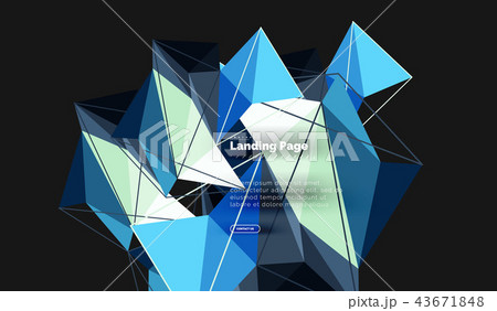 Polygonal geometric design, abstract shape made of triangles, trendy background 43671848