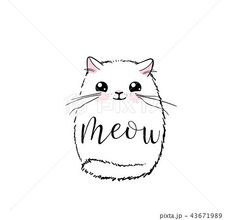 Cute cat vector print design. Meow lettering text. Kitten face vector background. Funny and cool 43671989
