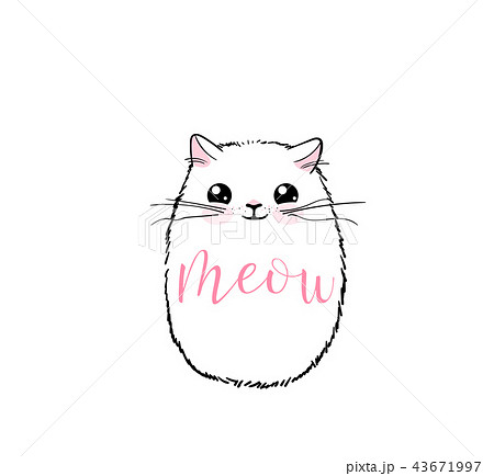 Cute cat vector print design. Meow lettering text. Kitten face vector background. Funny and cool 43671997
