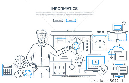 Informatics - modern colorful line design style banner 43672114