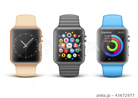 Smart Electronic Apple Watches Vector Setのイラスト素材