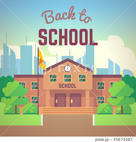 Back to school poster with schools building 43673087