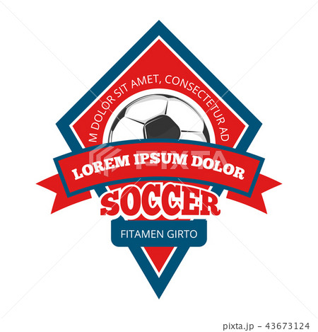 Vector soccer logo, badge, emblem template in red and blue Vector soccer logo, badge, emblem template in red and blue 43673124