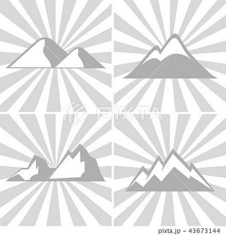Mountain gray icons on striped background Mountain gray icons on striped background 43673144