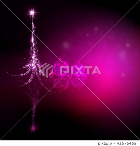 Christmas composition with silhouette of abstract Christmas tree and glass Christmas balls. 43676468