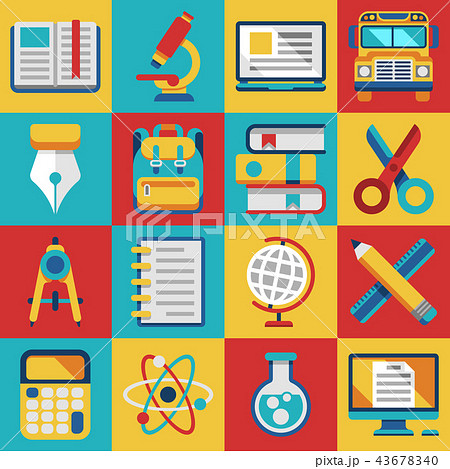 School and college education modern flat icons School and college education modern flat icons 43678340