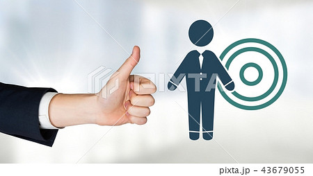 Thumbs up hand with businessman target icon Thumbs up hand with businessman target icon 43679055