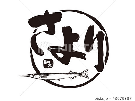 さより　細魚　筆文字 43679387