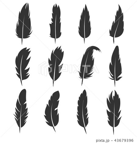 Feather Antique Pen Black Vector Icons のイラスト素材