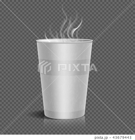 Disposable takeaway paper coffee cup with steam vector illustration 43679443