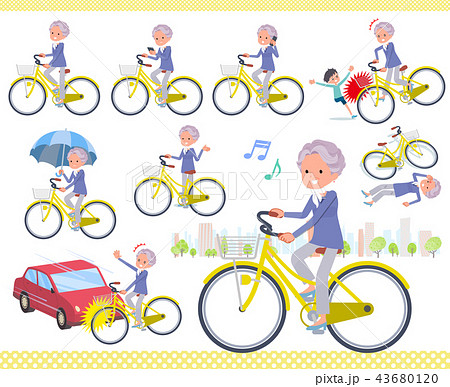 flat type blue one piece old women_city cycle 43680120