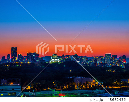 大阪都心の夜景と大阪城 大阪都心の夜景と大阪城 43682436