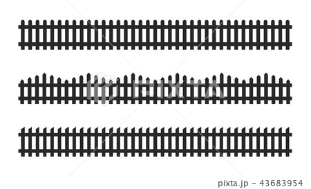 Black picket fence symbols and signs. Isolated vector illustration on white background. Black picket fence symbols and signs. Isolated vector illustration on white background. 43683954
