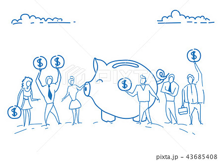 businesspeople holding dollar coin investment piggy bank money growth wealth concept teamwork cash 43685408