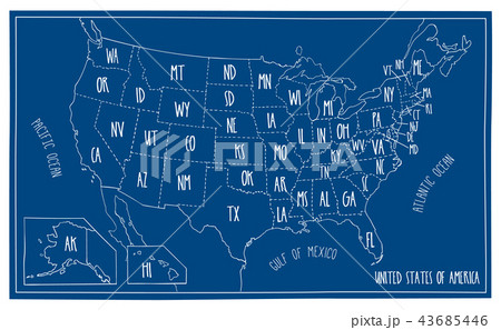 Doodle Blueprint Map of North America 43685446
