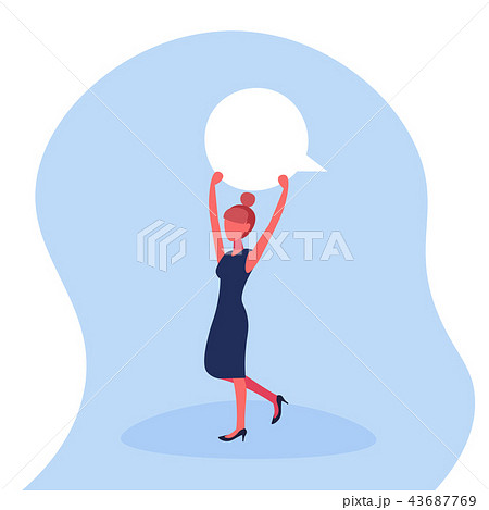 businesswoman holding blank speech communication concept business woman chat bubble conversation 43687769